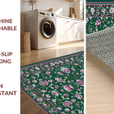 Ultra Soft Area Rug, Non Slip, Stain Resistant, Washable Area Rugs for Living Room, Bedroom, Classic Floral Ogee Print(Green)
