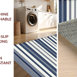 Ultra Soft Area Rug, Non Slip, Stain Resistant, Washable Area Rugs for Living Room, Bedroom, Coastal Nautical Stripe Aesthetic(Blue)