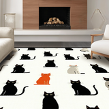 Ultra Soft Area Rug, Non Slip, Stain Resistant, Washable Area Rugs for Living Room, Bedroom, Elegant Vintage Cat Artistry(White)