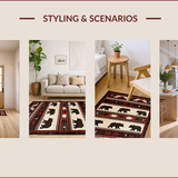 Ultra Soft Area Rug, Non Slip, Stain Resistant, Washable Area Rugs for Living Room, Bedroom, Southwest Rustic Wildlife Motif(Black)