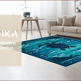 Ultra Soft Area Rug, Non Slip, Stain Resistant, Washable Area Rugs for Living Room, Bedroom, Serene Oceanic Teal Patterns(Blue)