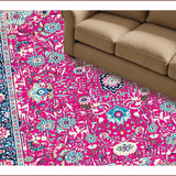 Ultra Soft Area Rug, Non Slip, Stain Resistant, Washable Area Rugs for Living Room, Bedroom, Retro Oceanic Floral Fusion(Pink)