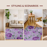 Ultra Soft Area Rug, Non Slip, Stain Resistant, Washable Area Rugs for Living Room, Bedroom, Chic Transitional Symmetrical Waves(Purple)
