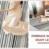Ultra Soft Area Rug, Non Slip, Stain Resistant, Washable Area Rugs for Living Room, Bedroom, Chic Minimalist Stripe Aesthetic(Black)