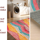 Ultra Soft Area Rug, Non Slip, Stain Resistant, Washable Area Rugs for Living Room, Bedroom, Elegant Reversible Striped Design(Yellow)