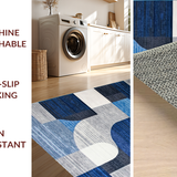 Ultra Soft Area Rug, Non Slip, Stain Resistant, Washable Area Rugs for Living Room, Bedroom, Minimalist Linear Lattice Aesthetic(Blue)