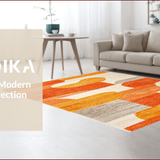 Ultra Soft Area Rug, Non Slip, Stain Resistant, Washable Area Rugs for Living Room, Bedroom, Abstract Half Moon Boho Bedroom Non Slip Rug(Orange)
