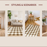 Ultra Soft Area Rug, Non Slip, Stain Resistant, Washable Area Rugs for Living Room, Bedroom, Classic Checkered Dorm Room Soft High Pile Area Rug(Beige)