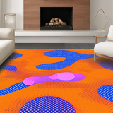 Ultra Soft Area Rug, Non Slip, Stain Resistant, Washable Area Rugs for Living Room, Bedroom, Psychedelic Colorful Wave Motif(Orange)