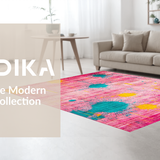 Ultra Soft Area Rug, Non Slip, Stain Resistant, Washable Area Rugs for Living Room, Bedroom, Vibrant Modern Artistic Swirls(Pink)