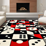 Ultra Soft Area Rug, Non Slip, Stain Resistant, Washable Area Rugs for Living Room, Bedroom, Chic Red and Black Geometry(Black)