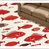 Ultra Soft Area Rug, Non Slip, Stain Resistant, Washable Area Rugs for Living Room, Bedroom, Elegant Outdoor Marine Motif(Red)