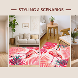 Vibrant Green Monstera Leaf Motif(Pink)