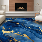 Ultra Soft Area Rug, Non Slip, Stain Resistant, Washable Area Rugs for Living Room, Bedroom, Modern Textured Geometric Fusion(Blue)