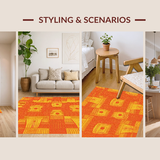 Ultra Soft Area Rug, Non Slip, Stain Resistant, Washable Area Rugs for Living Room, Bedroom, Vibrant Playful Fish Aesthetic(Orange)