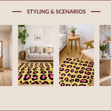 Ultra Soft Area Rug, Non Slip, Stain Resistant, Washable Area Rugs for Living Room, Bedroom, Soft Fluffy Pink Leopard Bedroom Decor(Yellow)