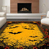 Ultra Soft Area Rug, Non Slip, Stain Resistant, Washable Area Rugs for Living Room, Bedroom, Contemporary Monochrome Bat Pattern(Orange)