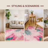 Ultra Soft Area Rug, Non Slip, Stain Resistant, Washable Area Rugs for Living Room, Bedroom, Elegant Distressed Floral Pattern(Pink)