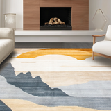 Ultra Soft Area Rug, Non Slip, Stain Resistant, Washable Area Rugs for Living Room, Bedroom, Stylish Circular Minimalist Aesthetic(Gold)