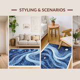 Ultra Soft Area Rug, Non Slip, Stain Resistant, Washable Area Rugs for Living Room, Bedroom, Mythical Sea Monster Rug With Swirling Tentacle Artwork Design(Blue)