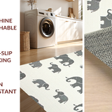 Ultra Soft Area Rug, Non Slip, Stain Resistant, Washable Area Rugs for Living Room, Bedroom, Rustic Elephant Print for Children(Gray)
