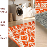 Ultra Soft Area Rug, Non Slip, Stain Resistant, Washable Area Rugs for Living Room, Bedroom, Chic Earthy Toned Swirl Aesthetics(Orange)