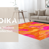 Ultra Soft Area Rug, Non Slip, Stain Resistant, Washable Area Rugs for Living Room, Bedroom, Playful Whimsical Flowing Design(Orange)