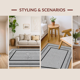 Ultra Soft Area Rug, Non Slip, Stain Resistant, Washable Area Rugs for Living Room, Bedroom, Contemporary Neutral Tiled Art(Gray)