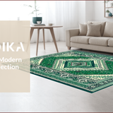 Ultra Soft Area Rug, Non Slip, Stain Resistant, Washable Area Rugs for Living Room, Bedroom, Quaint Rustic Striped Design(Green)