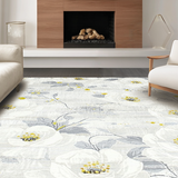 Ultra Soft Area Rug, Non Slip, Stain Resistant, Washable Area Rugs for Living Room, Bedroom, Sophisticated Gray Flower Accents(White)