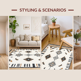 Ultra Soft Area Rug, Non Slip, Stain Resistant, Washable Area Rugs for Living Room, Bedroom, Artful Striped Cultural Weave(Beige)