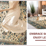 Ultra Soft Area Rug, Non Slip, Stain Resistant, Washable Area Rugs for Living Room, Bedroom, Rustic Earthy Floral Aesthetic(Beige)
