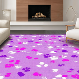 Ultra Soft Area Rug, Non Slip, Stain Resistant, Washable Area Rugs for Living Room, Bedroom, Whimsical Colorful Paw Print Aesthetic(Purple)