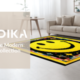 Ultra Soft Area Rug, Non Slip, Stain Resistant, Washable Area Rugs for Living Room, Bedroom, Trippy Monochrome Abstract Design(Yellow)
