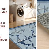 Ultra Soft Area Rug, Non Slip, Stain Resistant, Washable Area Rugs for Living Room, Bedroom, Stylish Gray Nautical Fusion(Blue)
