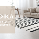 Ultra Soft Area Rug, Non Slip, Stain Resistant, Washable Area Rugs for Living Room, Bedroom, Striking Layered Stripe Area Rug for Entryways(Black)
