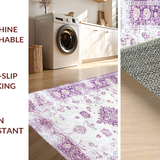 Ultra Soft Area Rug, Non Slip, Stain Resistant, Washable Area Rugs for Living Room, Bedroom, Rustic Vintage Patterned Charm(Purple)
