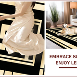 Ultra Soft Area Rug, Non Slip, Stain Resistant, Washable Area Rugs for Living Room, Bedroom, Glamorous Black Gold Geometric Design(Gold)