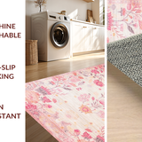 Ultra Soft Area Rug, Non Slip, Stain Resistant, Washable Area Rugs for Living Room, Bedroom, Pastel Toned Whimsical Print(Pink)