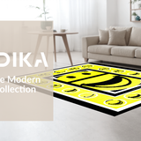 Ultra Soft Area Rug, Non Slip, Stain Resistant, Washable Area Rugs for Living Room, Bedroom, Modern Psychedelic Round Shape(Yellow)