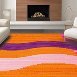 Ultra Soft Area Rug, Non Slip, Stain Resistant, Washable Area Rugs for Living Room, Bedroom, Colorful Contemporary Ethnic Fusion(Orange)