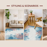 Ultra Soft Area Rug, Non Slip, Stain Resistant, Washable Area Rugs for Living Room, Bedroom, Light Blue Underwater Coral Design(Blue)