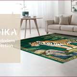 Ultra Soft Area Rug, Non Slip, Stain Resistant, Washable Area Rugs for Living Room, Bedroom, Artistic Tribal Design Element(Green)