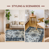 Ultra Soft Area Rug, Non Slip, Stain Resistant, Washable Area Rugs for Living Room, Bedroom, Contemporary Low-Contrast Trellis Style(Gray)