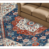 Ultra Soft Area Rug, Non Slip, Stain Resistant, Washable Area Rugs for Living Room, Bedroom, Rustic Vintage Floral Aesthetic(Blue)