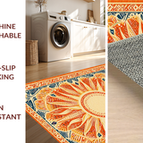 Ultra Soft Area Rug, Non Slip, Stain Resistant, Washable Area Rugs for Living Room, Bedroom, Lively Abstract Sunshine Composition(Orange)