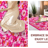 Ultra Soft Area Rug, Non Slip, Stain Resistant, Washable Area Rugs for Living Room, Bedroom, Bright Cheerful Floral Landscape(Pink)