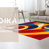 Ultra Soft Area Rug, Non Slip, Stain Resistant, Washable Area Rugs for Living Room, Bedroom, Dynamic Multicolored Swirl Aesthetic(Red)
