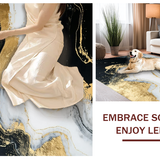 Ultra Soft Area Rug, Non Slip, Stain Resistant, Washable Area Rugs for Living Room, Bedroom, Minimalist Luxe Marble Effect(Black)
