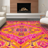 Ultra Soft Area Rug, Non Slip, Stain Resistant, Washable Area Rugs for Living Room, Bedroom, Dynamic Symmetrical Design Elements(Yellow)